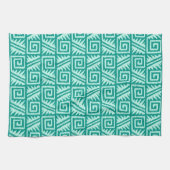 Ikat Aztec Pattern - Turquoise en Aqua Theedoek (Horizontaal)