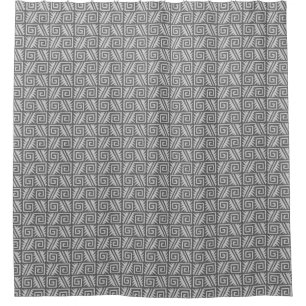 Ikat Aztec Stammen - Houtskool en Zilver Grijs Douchegordijn