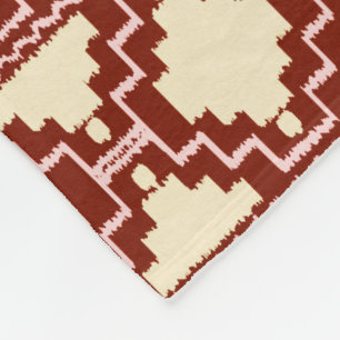 Ikat Aztec Tribal - Beige, Bourgogne en roze Fleece Deken