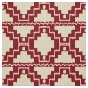 Ikat Aztec Tribal - Beige, Bourgogne en roze Stof
