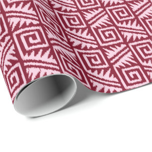 Ikat Aztec Tribal - Bourgogne en roze Cadeaupapier
