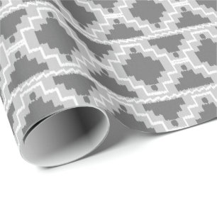 Ikat Aztec Tribal - Donker en lichtgrijs Cadeaupapier