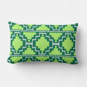 Ikat Aztec Tribal - Forest and Lime Green Kussen