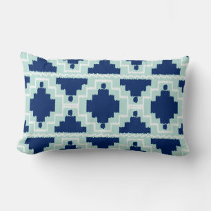 Ikat Aztec Tribal - Indigo en lichtblauw Kussen