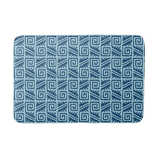Ikat Aztec Tribal - Indigo en Light Blue Badmat (Voorkant)