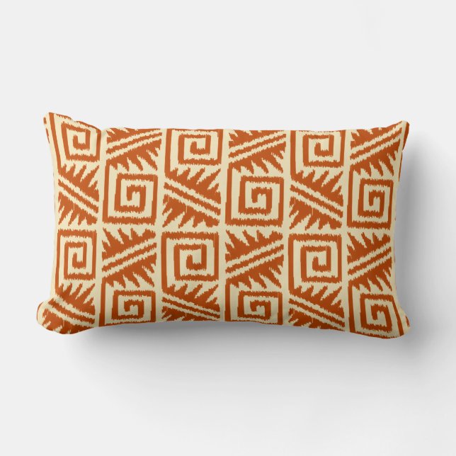 Ikat Aztec Tribal - Mandarijn en Licht Oranje Kussen (Voorkant)