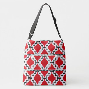 Ikat Aztec Tribal - Rood, zwart en wit Crossbody Tas