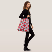 Ikat Aztec Tribal - Rood, zwart en wit Crossbody Tas (Op model)
