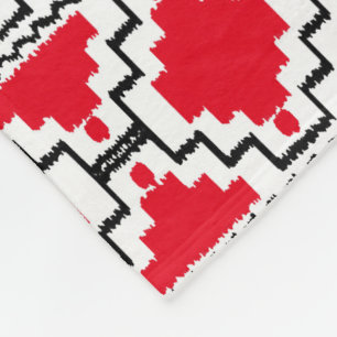 Ikat Aztec Tribal - Rood, zwart en wit Fleece Deken