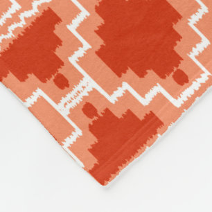 Ikat Aztec Tribal - Rust, Oranje en wit Fleece Deken