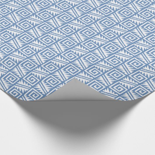 Ikat Aztec Tribal - Sky Blue en White Cadeaupapier (Hoek)