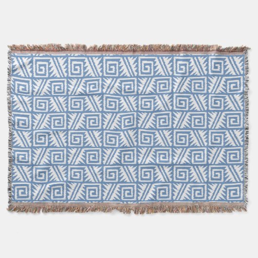 Ikat Aztec Tribal - Sky Blue en White Deken (Voorkant)