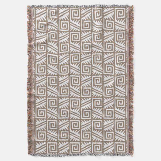 Ikat Aztec Tribal - Taupe Tan en Cream Deken (Voorkant Verticaal)