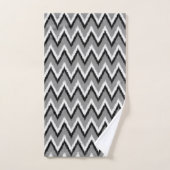 Ikat Chevron Gris / Gris, Noir & Blanc (Serviette à main)