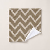 Ikat Chevron Motif - Taupe tan et beige (Gant de toilette)