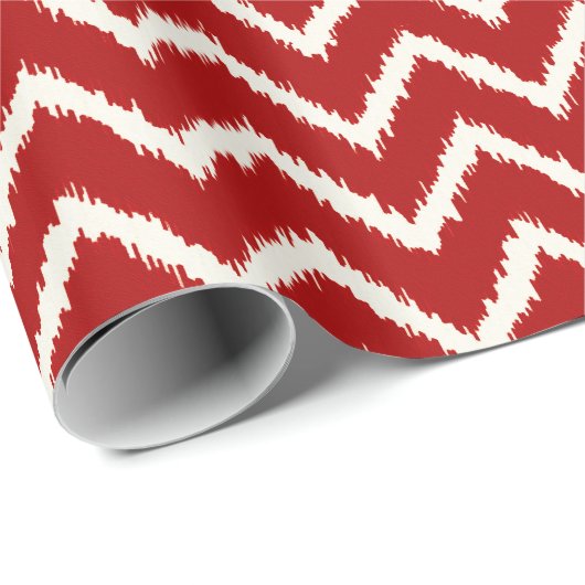 Ikat Chevron Pattern - Deep Red en White Cadeaupapier (Rol Hoek)
