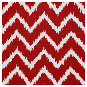 Ikat Chevron Pattern - Deep Red en White Stof