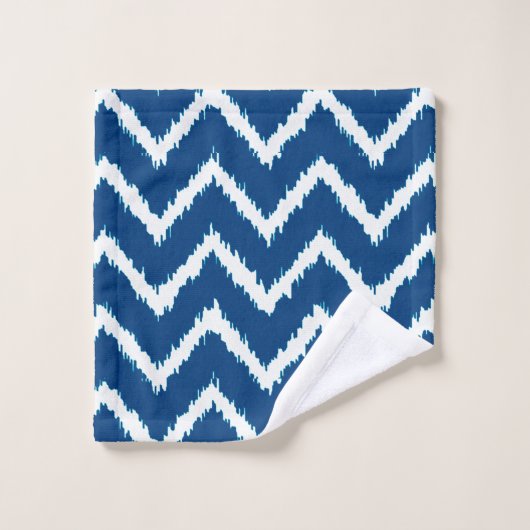 Ikat Chevron Pattern - marineblauw en wit Bad Handdoek (Wasdoekje)