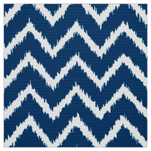 Ikat Chevron Pattern - marineblauw en wit Stof