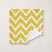 Ikat Chevron Pattern - Mosterdgeel en wit Bad Handdoek (Wasdoekje)