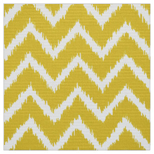 Ikat Chevron Pattern - Mosterdgeel en wit Stof