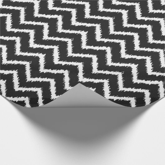 Ikat Chevron Pattern - Zwart-wit Cadeaupapier (Hoek)