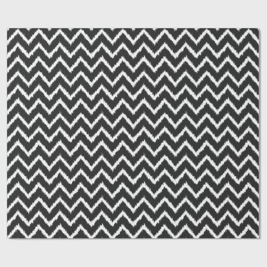 Ikat Chevron Pattern - Zwart-wit Cadeaupapier (Vlak)