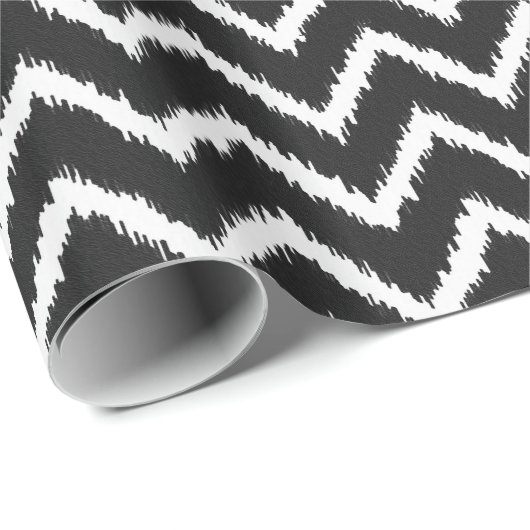 Ikat Chevron Pattern - Zwart-wit Cadeaupapier (Rol Hoek)