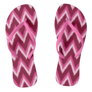 Ikat Chevron Strepen - Burqundy, Roze en Roze Teenslippers