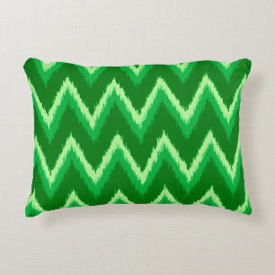 Ikat Chevron Strepen - Dennengroen en Limoengroen Decoratief Kussen