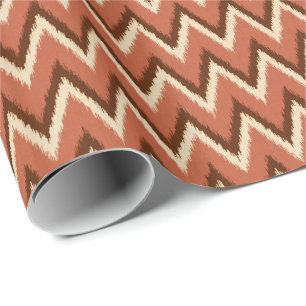 Ikat Chevron Strepen - Roest, Bruin en Beige Cadeaupapier