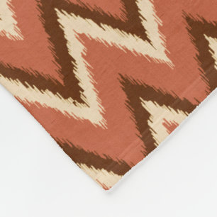 Ikat Chevron Strepen - Roest, Bruin en Beige Fleece Deken