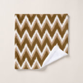 Ikat Chevron Stripes - Chocolat Brown & Beige (Gant de toilette)