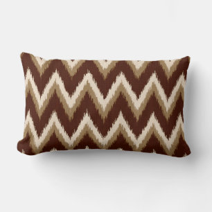 Ikat Chevron Stripes - Chocolate Brown & Beige Kussen