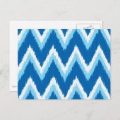 Ikat Chevron Stripes - Cobalt, Sky Blue en White Briefkaart (Voorkant / Achterkant)