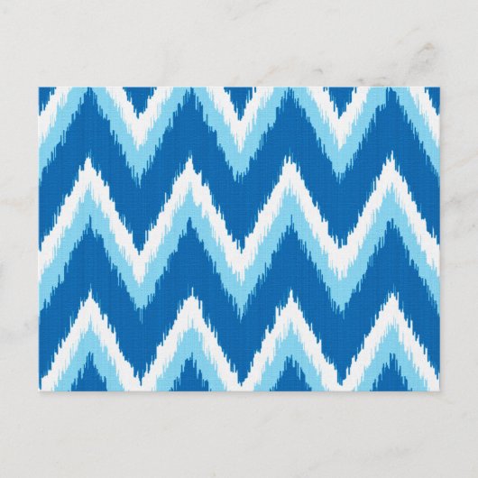 Ikat Chevron Stripes - Cobalt, Sky Blue en White Briefkaart (Voorkant)