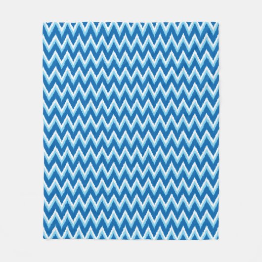 Ikat Chevron Stripes - Cobalt, Sky Blue en White Fleece Deken (Voorkant)