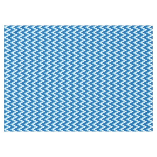Ikat Chevron Stripes - Cobalt, Sky Blue en White Tafelkleed (Voorkant (Horizontaal))