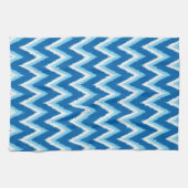 Ikat Chevron Stripes - Cobalt, Sky Blue en White Theedoek (Horizontaal)