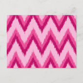 Ikat Chevron Stripes - Fuchsia and Bleek roze Briefkaart (Voorkant)