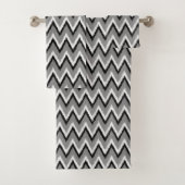 Ikat Chevron Stripes - grijs / grijs, zwart & wit Bad Handdoek (Insitu)