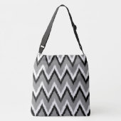 Ikat Chevron Stripes - grijs / grijs, zwart & wit Crossbody Tas (Achterkant)