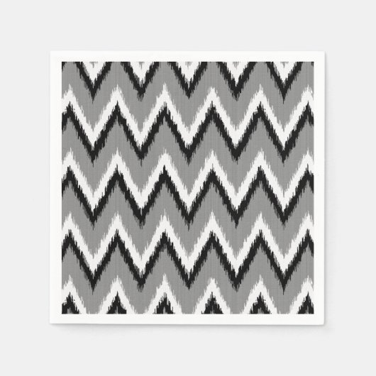 Ikat Chevron Stripes - grijs / grijs, zwart & wit Servetten (Voorkant)