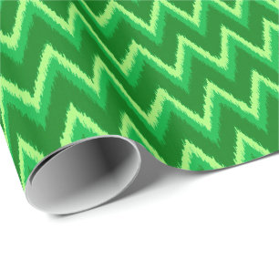 Ikat Chevron Stripes - Pine en Lime Green Cadeaupapier