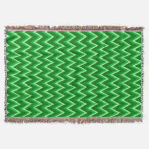 Ikat Chevron Stripes - Pine en Lime Green Deken