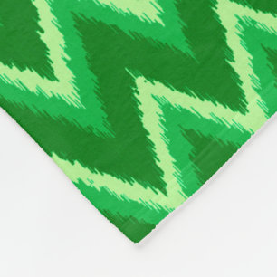 Ikat Chevron Stripes - Pine en Lime Green Fleece Deken