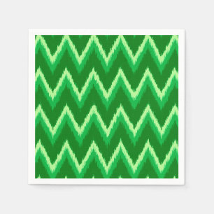 Ikat Chevron Stripes - Pine en Lime Green Servetten
