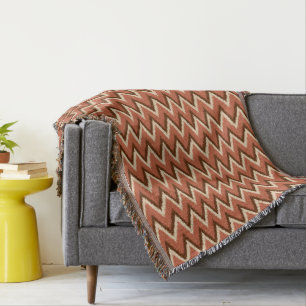 Ikat Chevron Stripes - Rust, bruin en beige Deken
