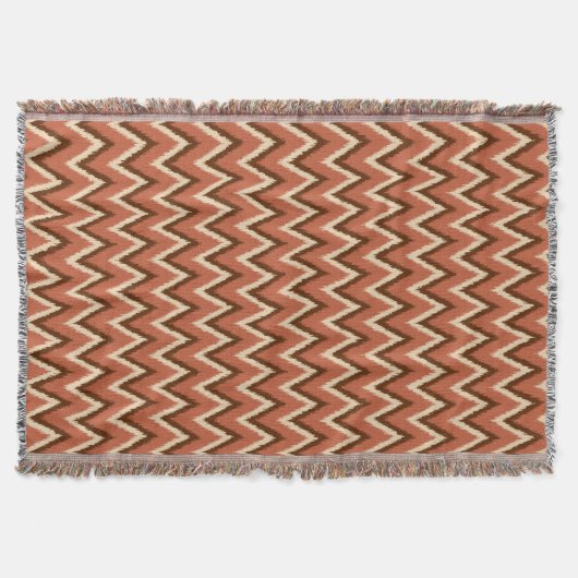 Ikat Chevron Stripes - Rust, bruin en beige Deken (Voorkant)