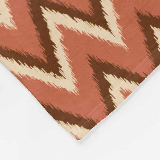 Ikat Chevron Stripes - Rust, bruin en beige Fleece Deken (Hoek)